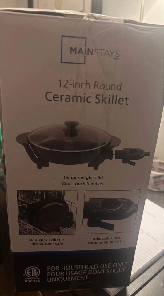 Mainstays 12-Inch Round Ceramic Electric Skillet - New - photo 2