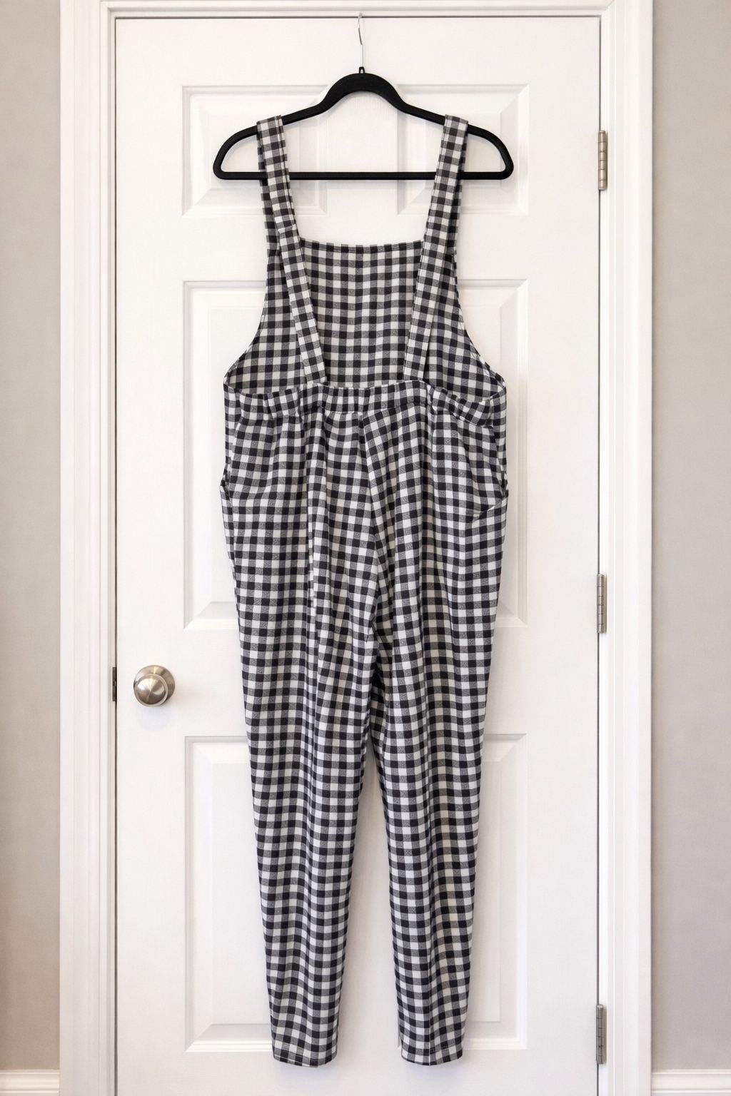 Black White Gingham Overalls 0XL Curve Adjustable Straps Pockets - photo 2