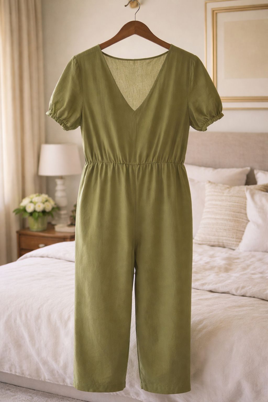 SHEIN Curve Army Green Button-Front Jumpsuit - OXL Curve