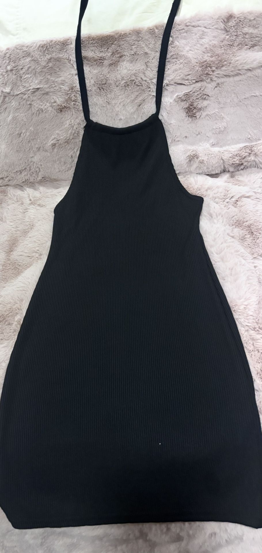 Minimalist Black Ribbed Dress | Size Small | Open Back - photo 4