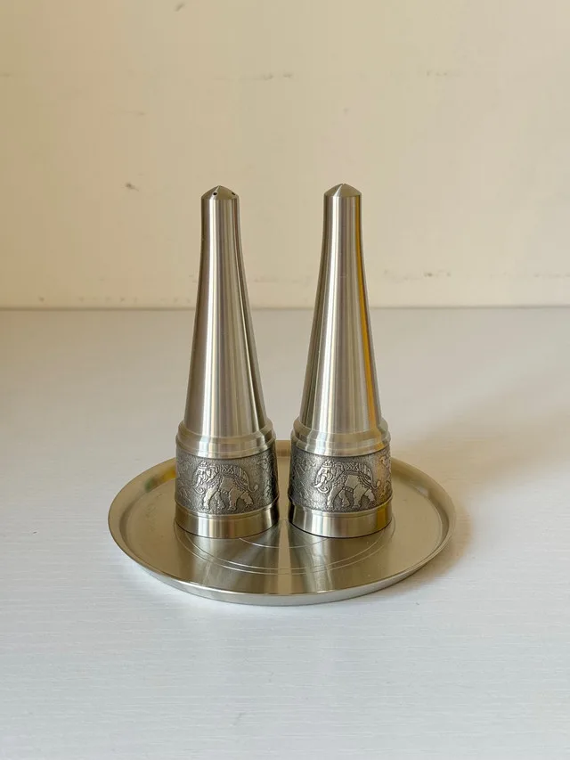 Oriental Pewter Thailand Salt and Pepper Shakers thumbnail