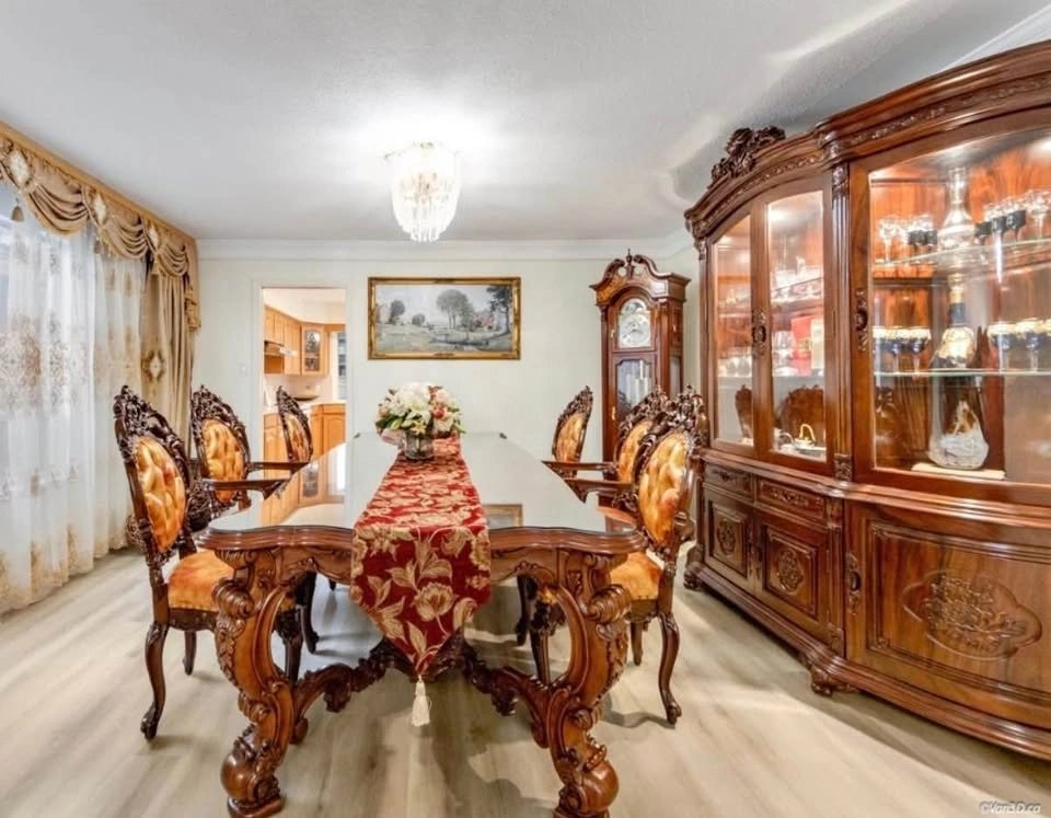 Ornate Carved Wood Dining Set w/ Cabinet - Movers Req.