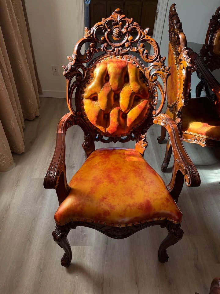 Ornate Carved Wood Dining Set w/ Cabinet - Movers Req. - photo 3