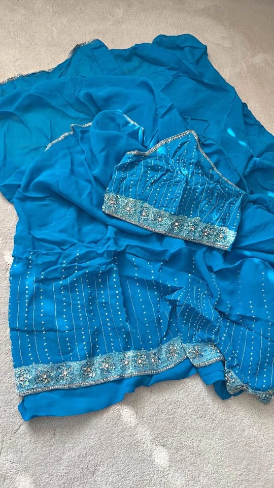 Designer Sari + Halter Blouse
