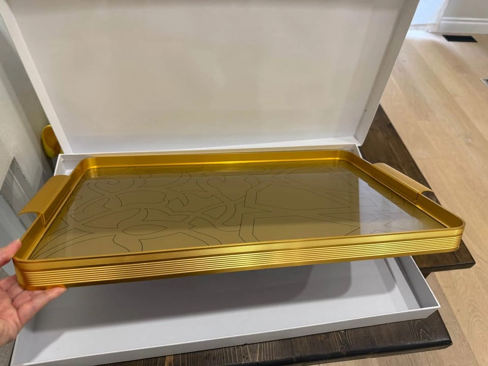 Large Luxury Steel and Glass Tray - photo 3