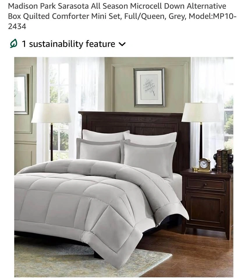 (New)Madison Park Full/Queen Comforter Set Gray