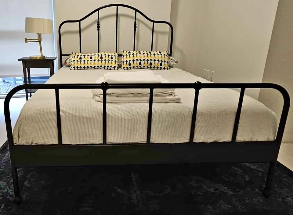 Queen Size Metal Bed Frame with Mattress