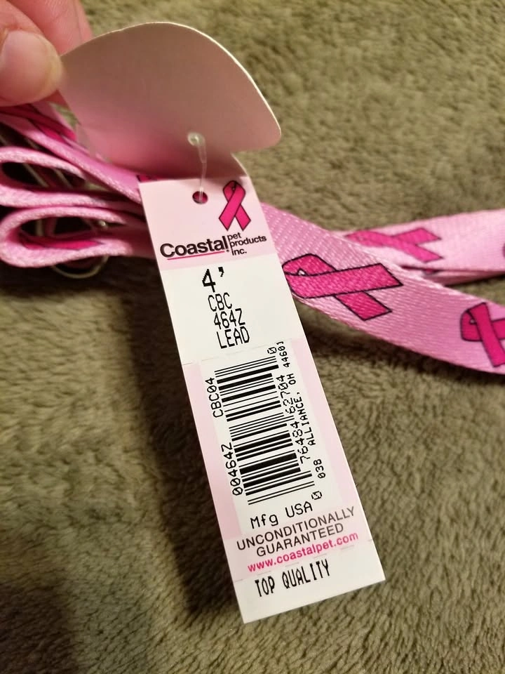 Pink breast cancer dog leash