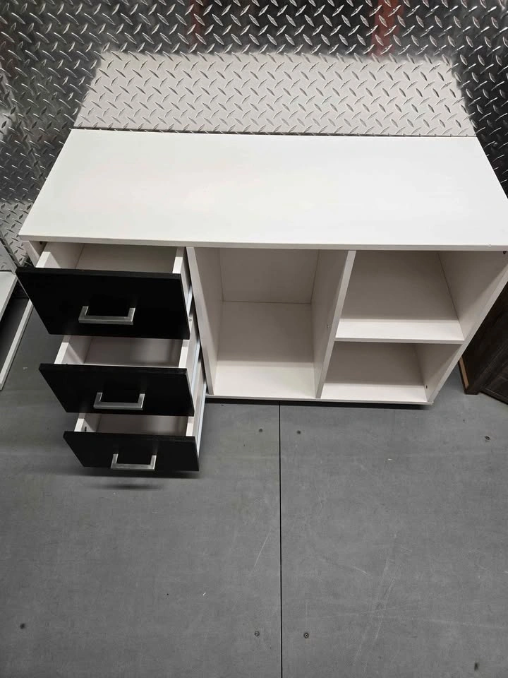 White and Black Storage Cabinet with Drawers and Shelves - photo 3