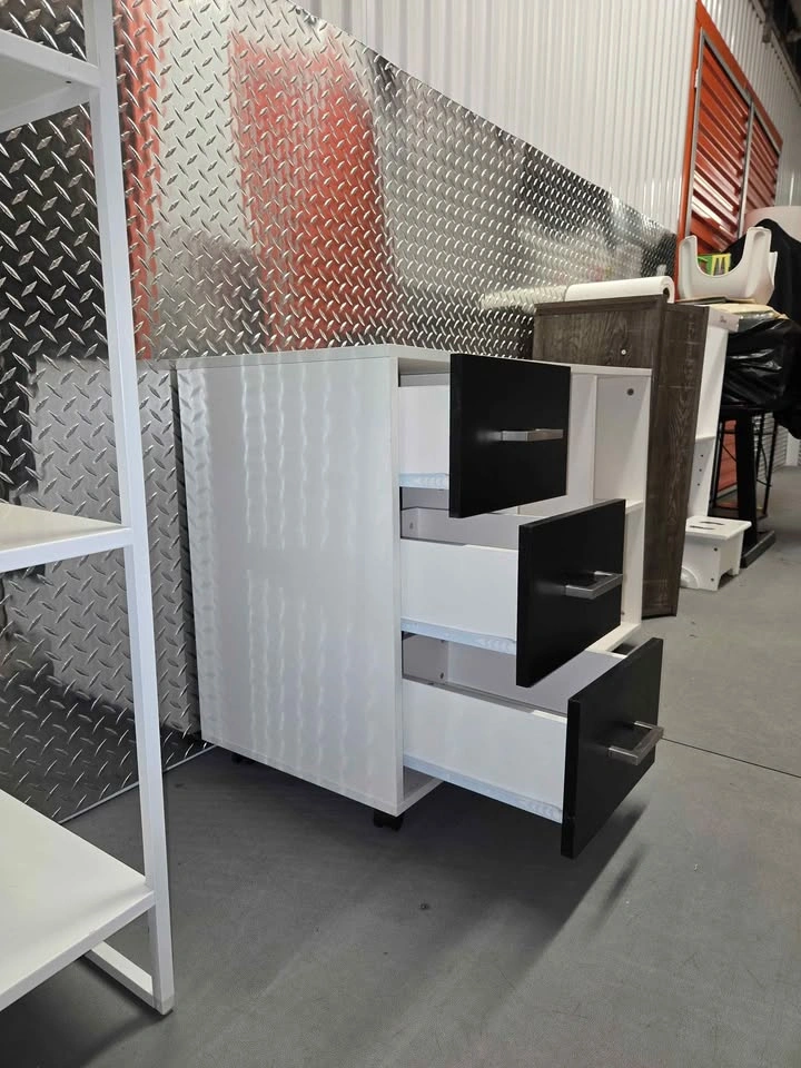 White and Black Storage Cabinet with Drawers and Shelves - photo 4