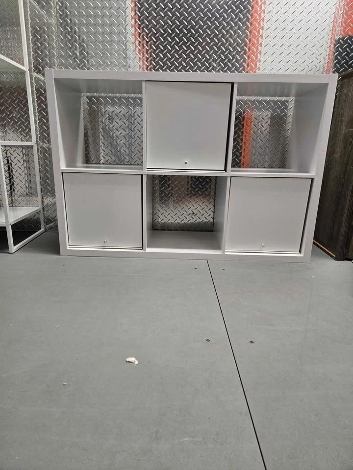 White 6-Cube Storage Shelf with Doors, 46" Long - photo 2