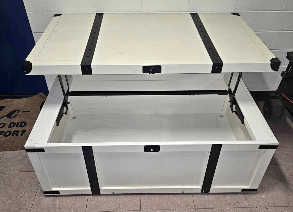 White Lift-Top Storage Trunk Coffee Table