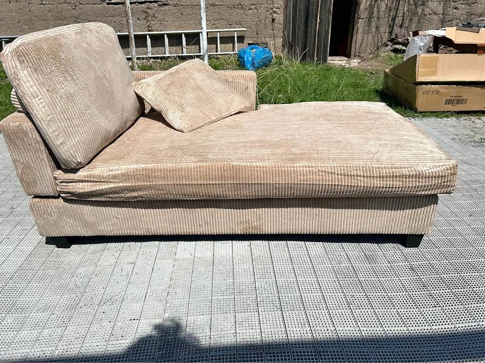 New Beige Upholstered Chaise Lounge