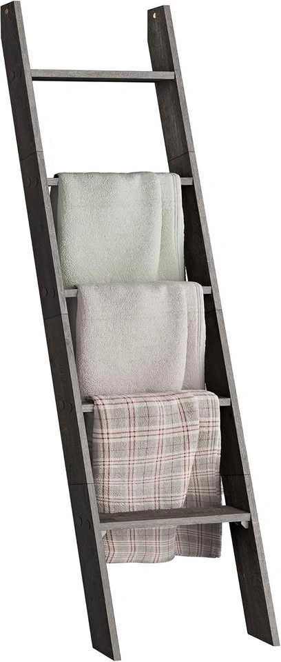 VASAGLE Blanket Ladder, 5-Tier, Misty Gray