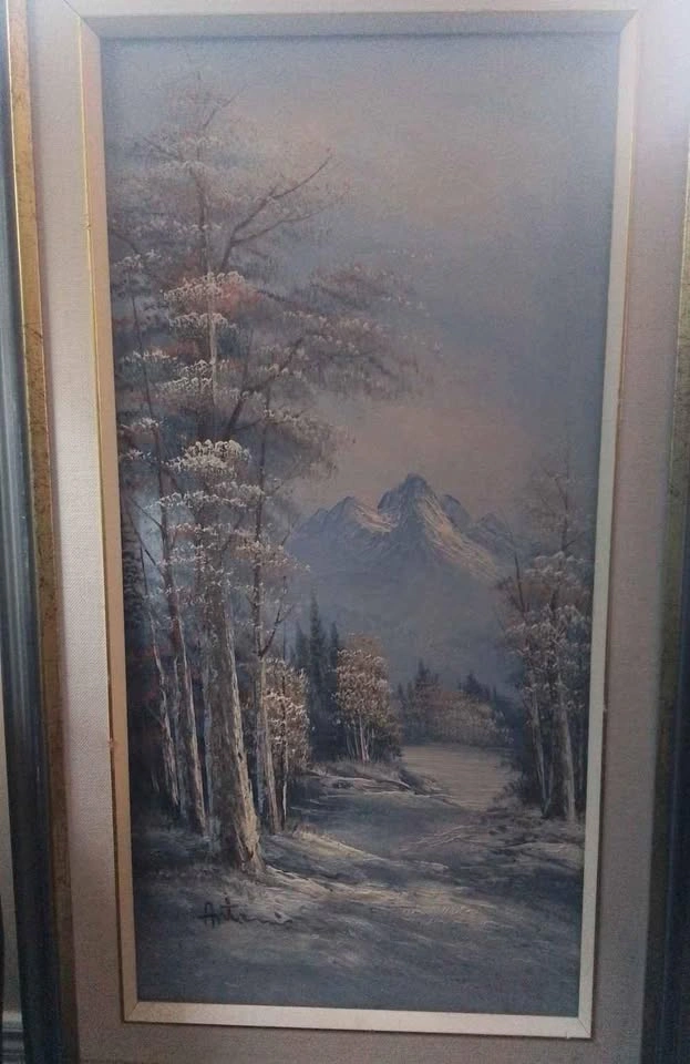 Oil painting.. landscape in blue and grey hues - photo 2