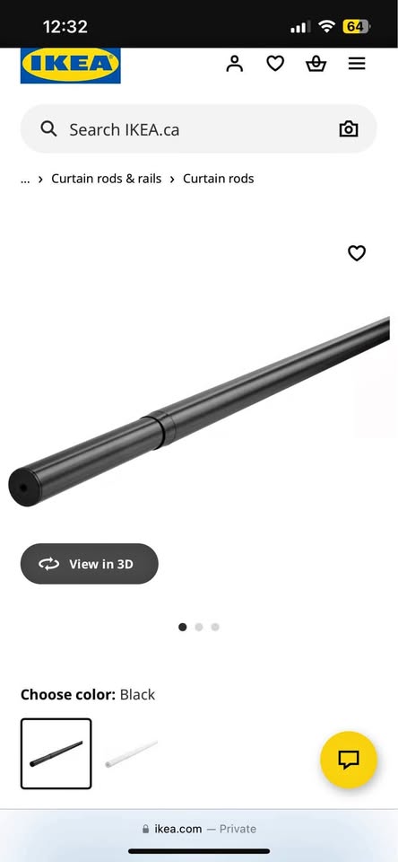Hugad Curtain Rod (Black) + 3 BETYDLIG Hooks