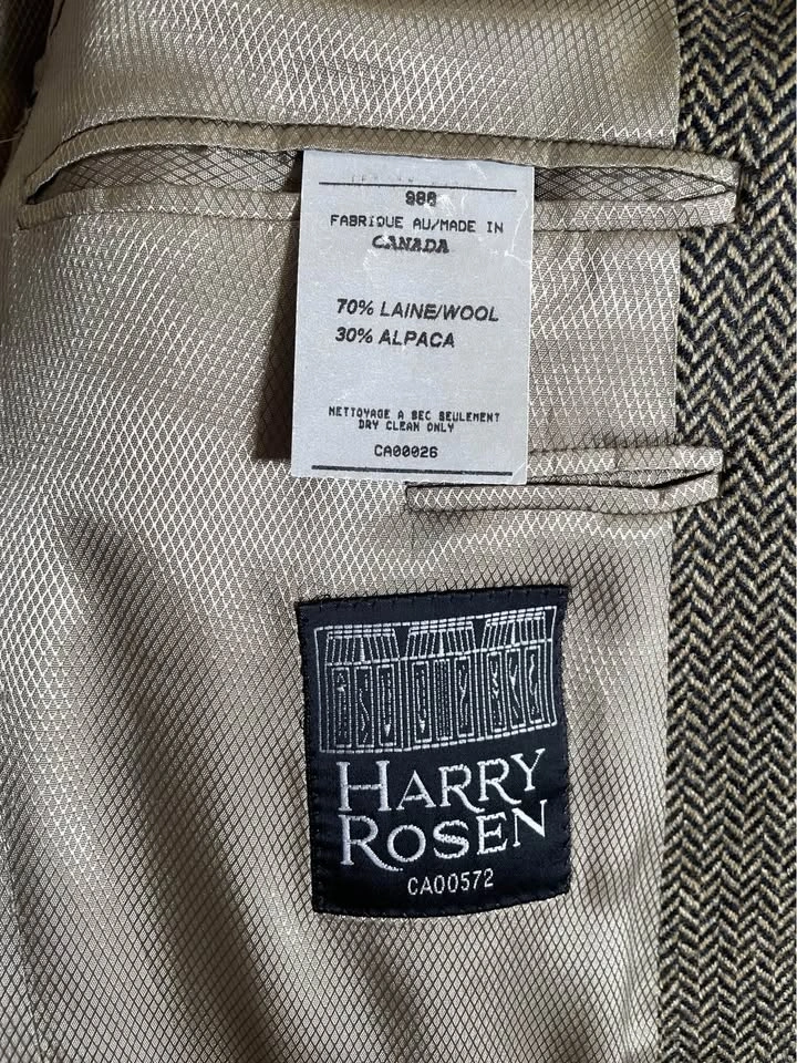 Vintage Harry Rosen Herringbone Blazer | Wool & Alpaca | Made in - photo 2