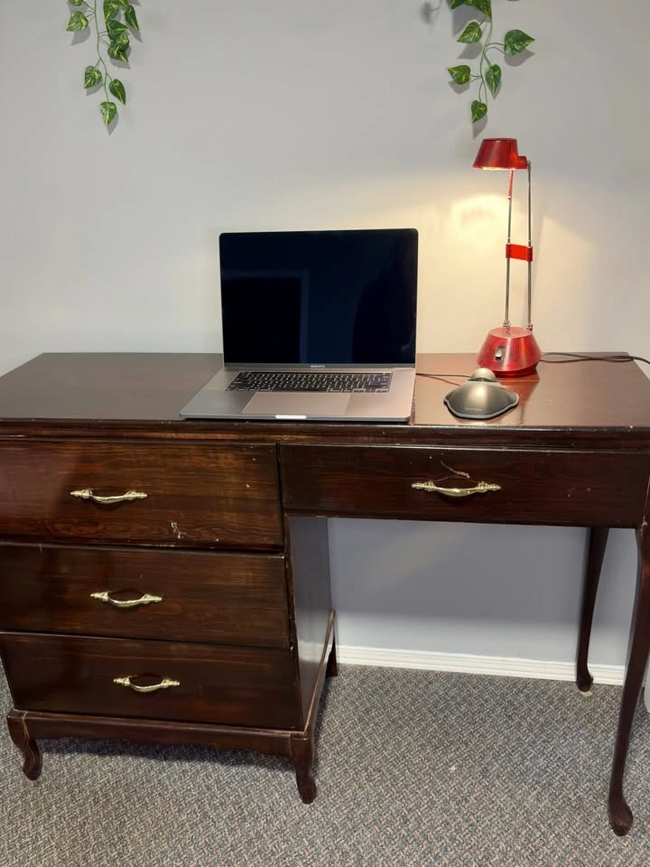 Vintage Wood Writing Desk / Vanity – Solid Wood - photo 3