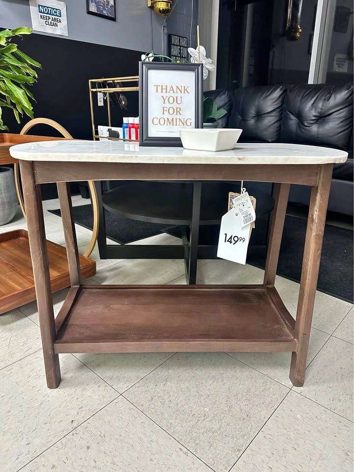 Marble Top Wood Accent Table