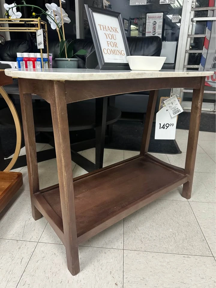 Marble Top Wood Accent Table - photo 2