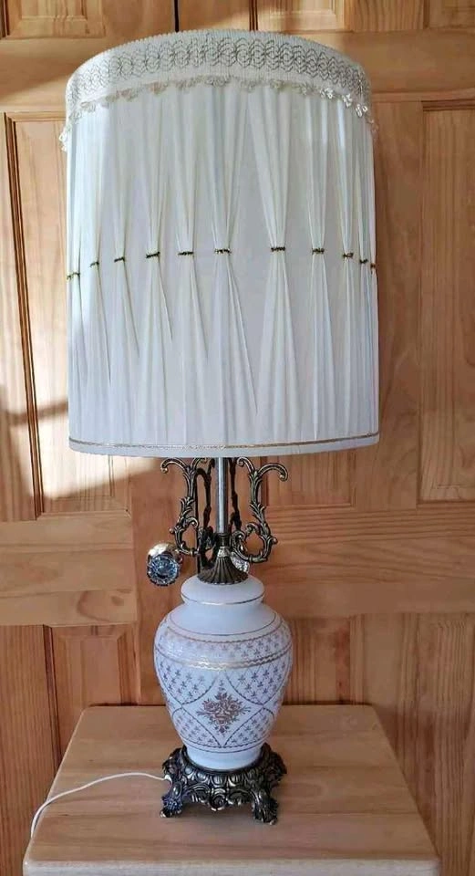 Old Brass and Glass 34" Lamp