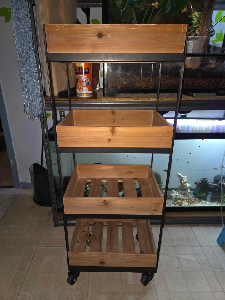4-Tier Wooden Crate Shelving Unit with Metal Frame - photo 2