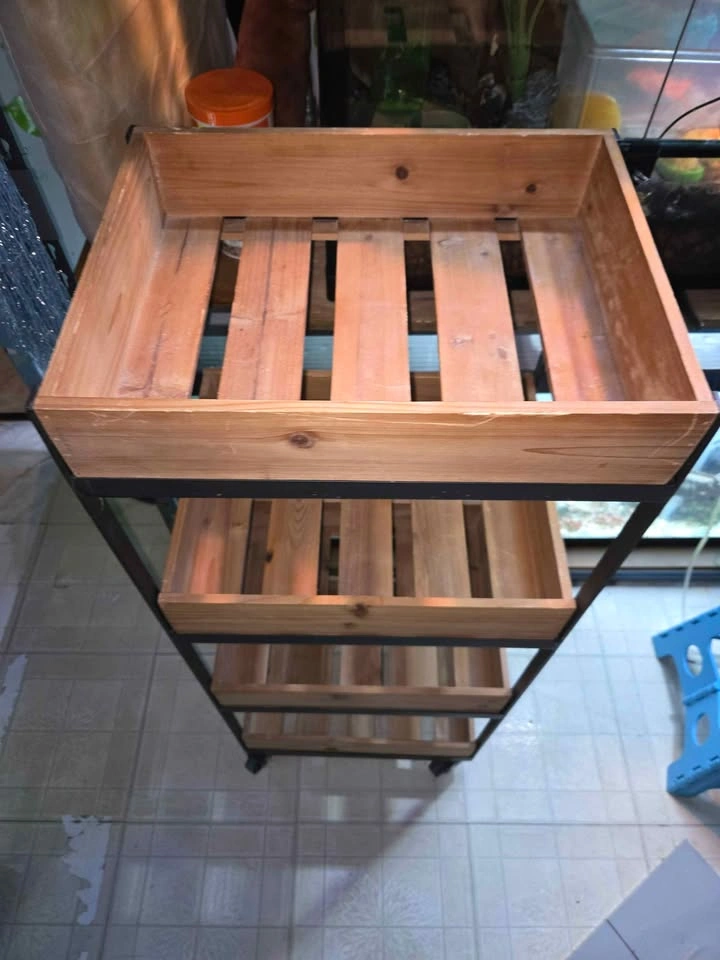 4-Tier Wooden Crate Shelving Unit with Metal Frame - photo 3