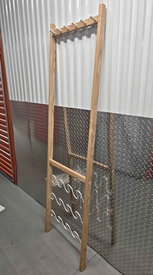 Wooden Leaning Coat and Shoe Rack