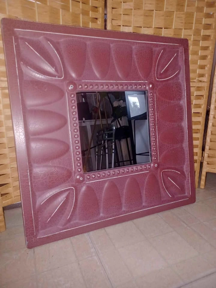 Large Burgundy Textured Wall Mirror