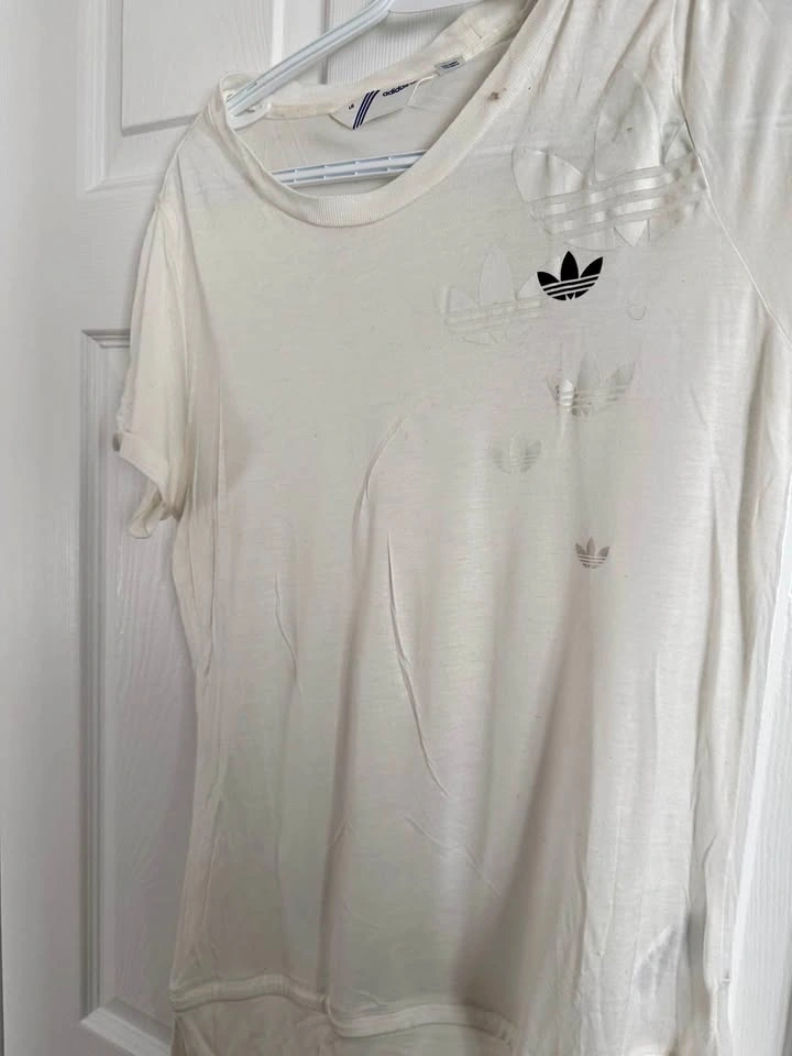Adidas White Trefoil Logo T-Shirt Large