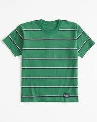 Abercrombie Boys Striped Skater Tee 🌱 ~ Green Stripe ~ 17/18 NWT