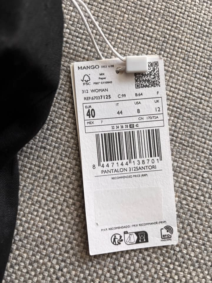 MANGO Women's Black Linen flare trousers ~ Size 8 *NWT* 🌱 - photo 3