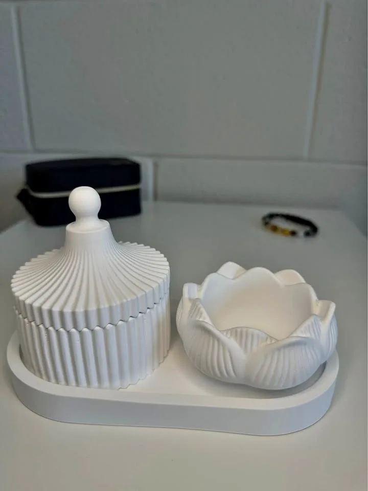 Eco-Resin Jar & Lotus Bowl Set | Jewelry Box, Candle Holder thumbnail