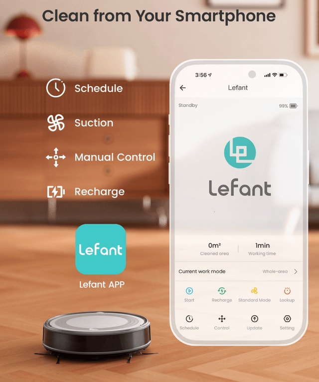 Lefant Robot Vacuum 4500Pa Suction App+Voice Control - photo 5