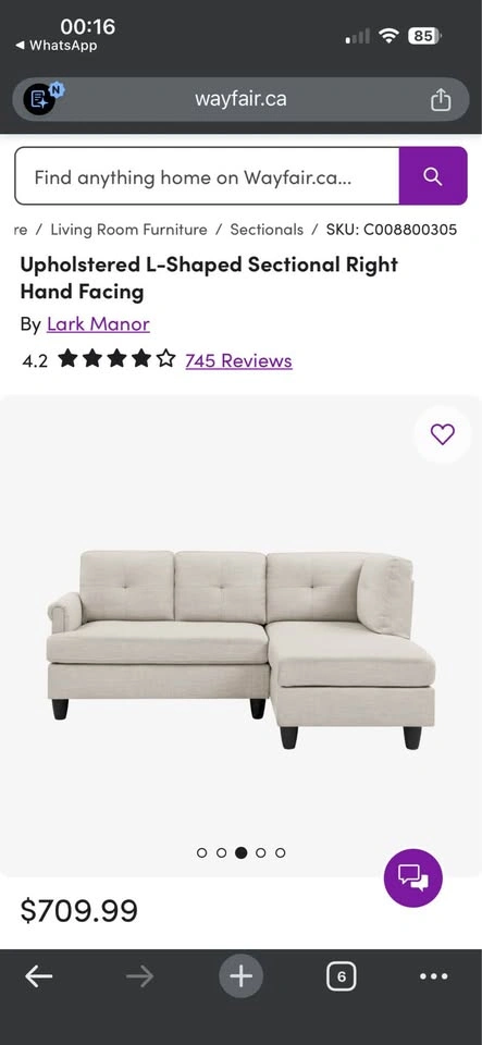 Beige Sectional Sofa for Sale – Excellent Condition, Smoke & Pet - photo 4