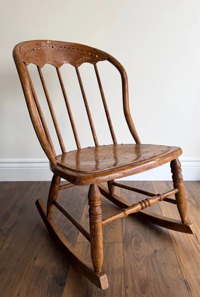 Antique Solid Wood Children’s Rocking Chair—Windsor Style - photo 2