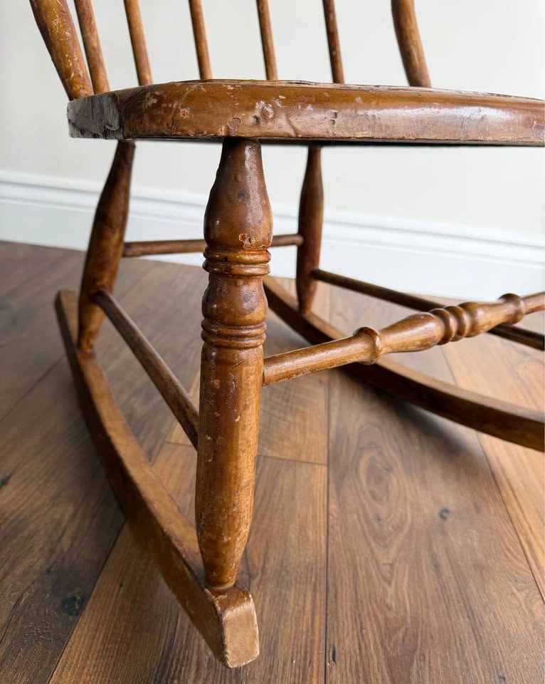 Antique Solid Wood Children’s Rocking Chair—Windsor Style - photo 3