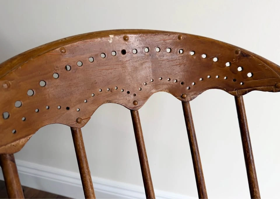 Antique Solid Wood Children’s Rocking Chair—Windsor Style - photo 5