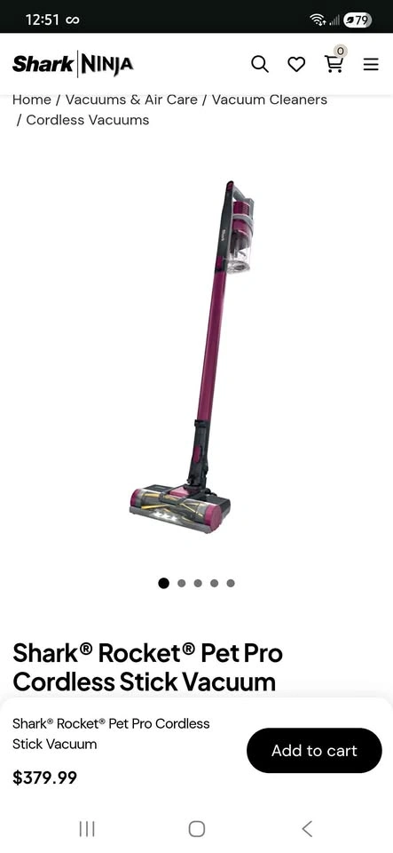 Shark Rocket Pet Pro Vacuum (Missing attachments)