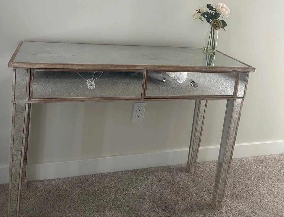 Mirrored Vanity Desk / Console Table – 2 Drawers – Glam Style - photo 2