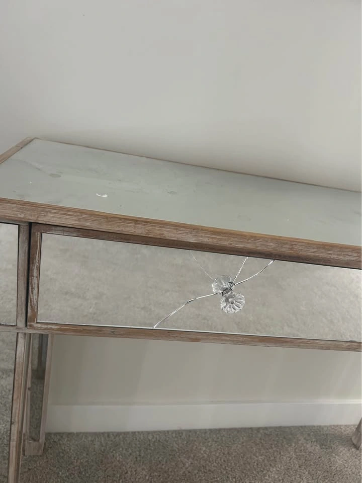 Mirrored Vanity Desk / Console Table – 2 Drawers – Glam Style - photo 3
