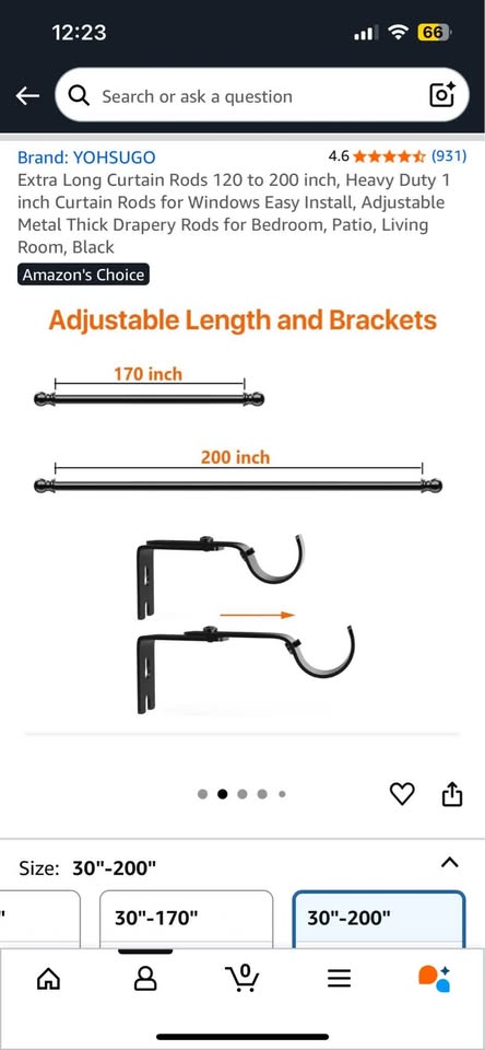 Extra Long Curtain Rods 120 to 200 inch, Heavy Duty 1 inch - photo 2