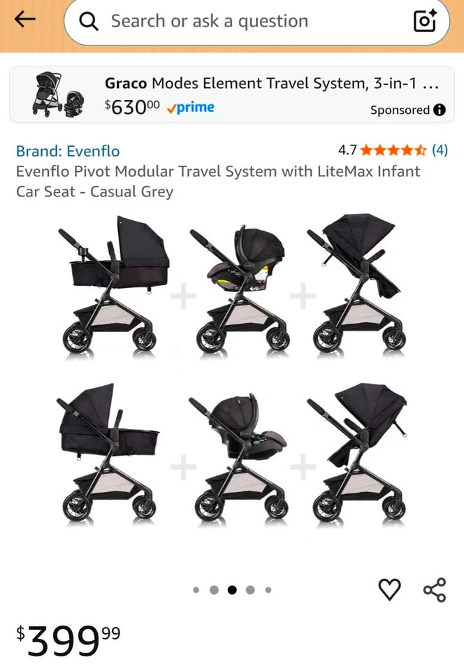 Evenflo Pivot Modular Travel System with LiteMax Infant Car Seat - photo 2