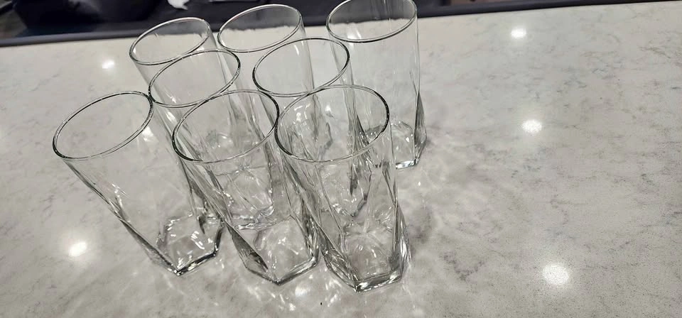 Tall Faceted Glasses – Set of 8