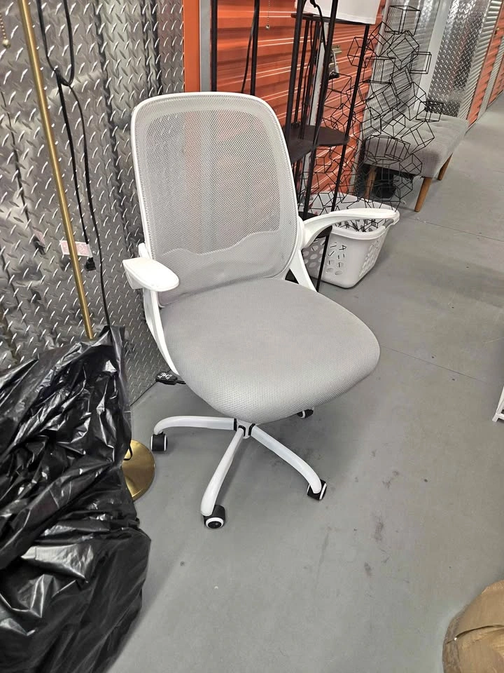 White and Gray Mesh Office Chair