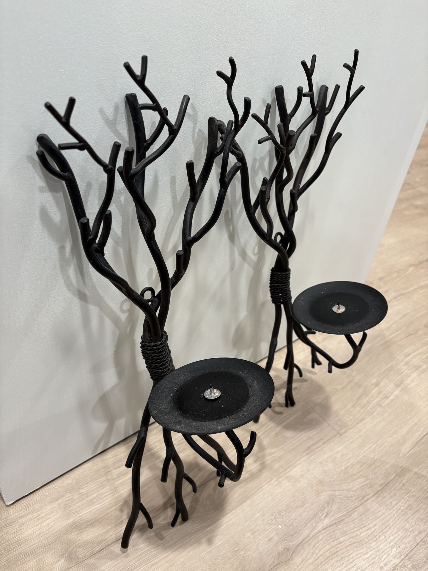 Crate & Barrel Tree Branch Candle Holder Wall Sconce (Set of 2)