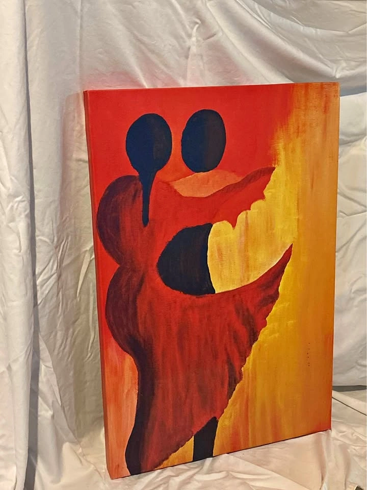 Large Abstract Canvas Wall Art 20x30 - Warm Tones - Thick Frame