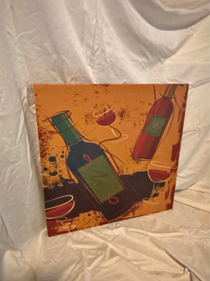 Modern Canvas Wall Art 20x20 – Wine Theme – Thick Frame