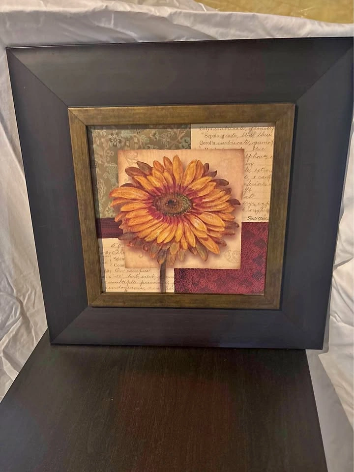 Framed Wall Art 20x20 – Floral – Ready to Hang