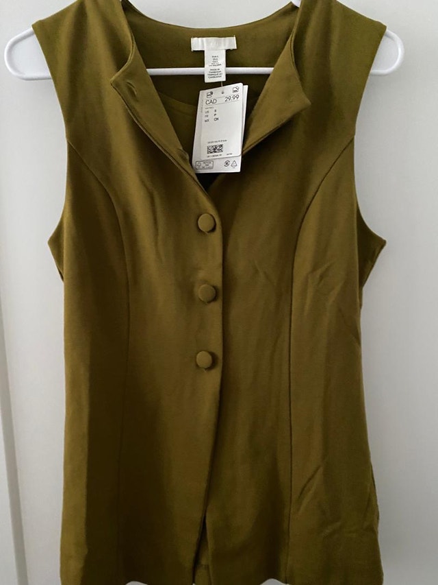 H&M Olive Vest - New w/ Tags - Size Small